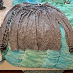 Loft petite xxs cute gray long sleeve top